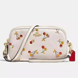 COACH Sadie Leather Crossbody Clutch With Cherry Print